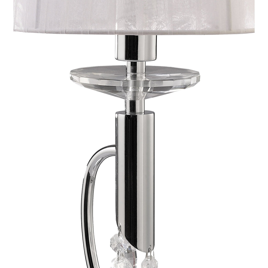 M3868 Tiffany Table Lamp 1+1 Light E14+G9 Polished Chrome White Shade & Clear Crystal