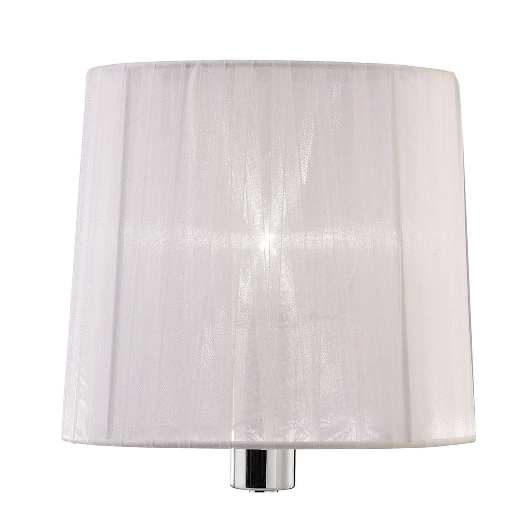 M3868 Tiffany Table Lamp 1+1 Light E14+G9 Polished Chrome White Shade & Clear Crystal
