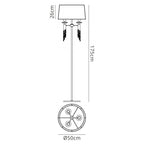 M3869/CS Tiffany Floor Lamp 3+3 Light E27+G9 Polished Chrome Cream Shade & Clear Crystal