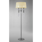 M3869/CS Tiffany Floor Lamp 3+3 Light E27+G9 Polished Chrome Cream Shade & Clear Crystal