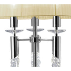 M3869/CS Tiffany Floor Lamp 3+3 Light E27+G9 Polished Chrome Cream Shade & Clear Crystal
