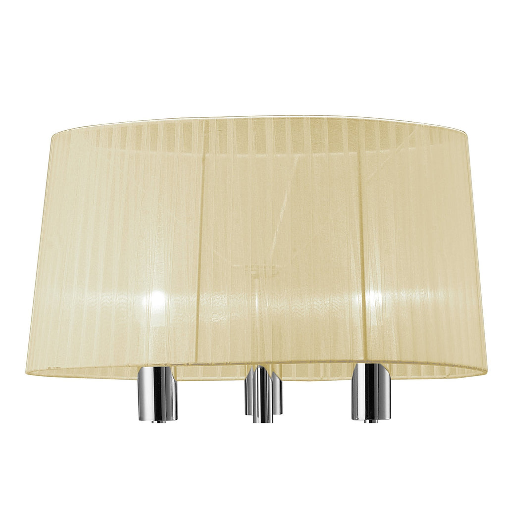 M3869/CS Tiffany Floor Lamp 3+3 Light E27+G9 Polished Chrome Cream Shade & Clear Crystal