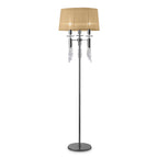 M3869/SBS Tiffany Floor Lamp 3+3 Light E27+G9 Polished Chrome Soft Bronze Shade & Clear Crystal