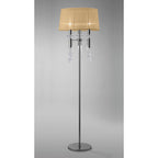 M3869/SBS Tiffany Floor Lamp 3+3 Light E27+G9 Polished Chrome Soft Bronze Shade & Clear Crystal