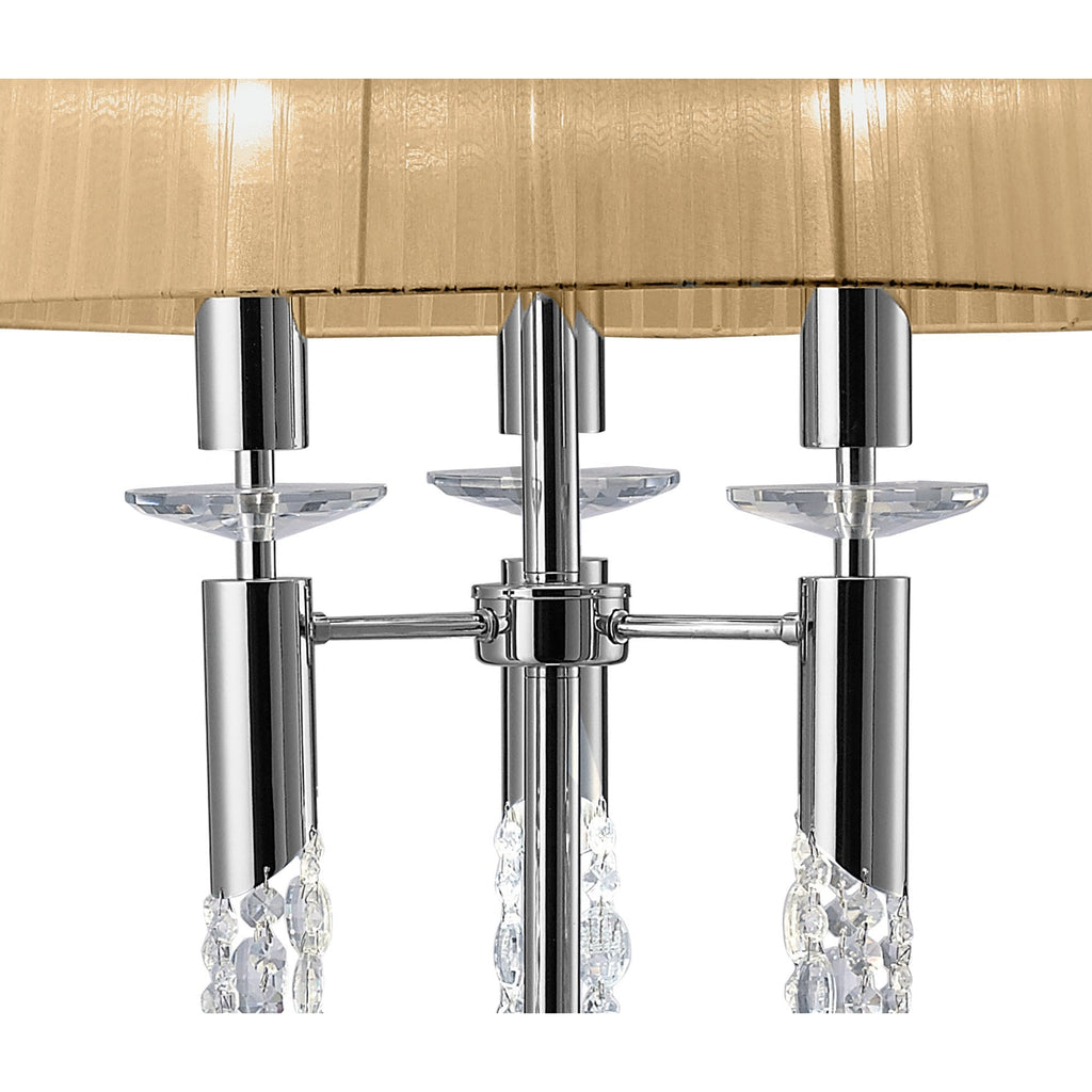 M3869/SBS Tiffany Floor Lamp 3+3 Light E27+G9 Polished Chrome Soft Bronze Shade & Clear Crystal