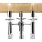 M3869/SBS Tiffany Floor Lamp 3+3 Light E27+G9 Polished Chrome Soft Bronze Shade & Clear Crystal