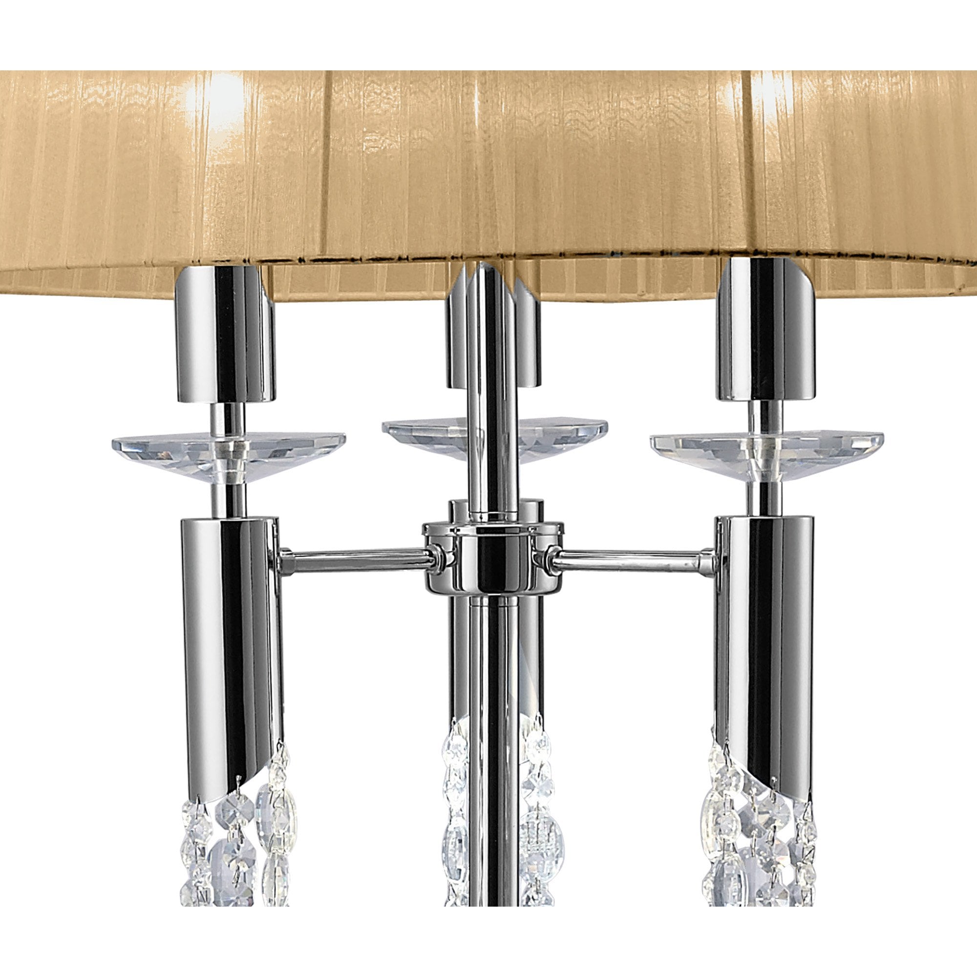 M3869/SBS Tiffany Floor Lamp 3+3 Light E27+G9 Polished Chrome Soft Bronze Shade & Clear Crystal