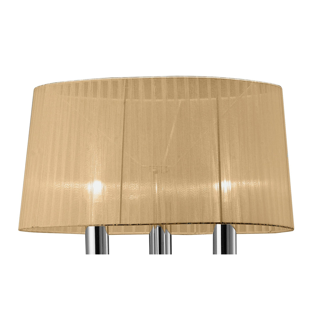M3869/SBS Tiffany Floor Lamp 3+3 Light E27+G9 Polished Chrome Soft Bronze Shade & Clear Crystal