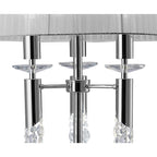 M3869 Tiffany Floor Lamp 3+3 Light E27+G9 Polished Chrome White Shade & Clear Crystal