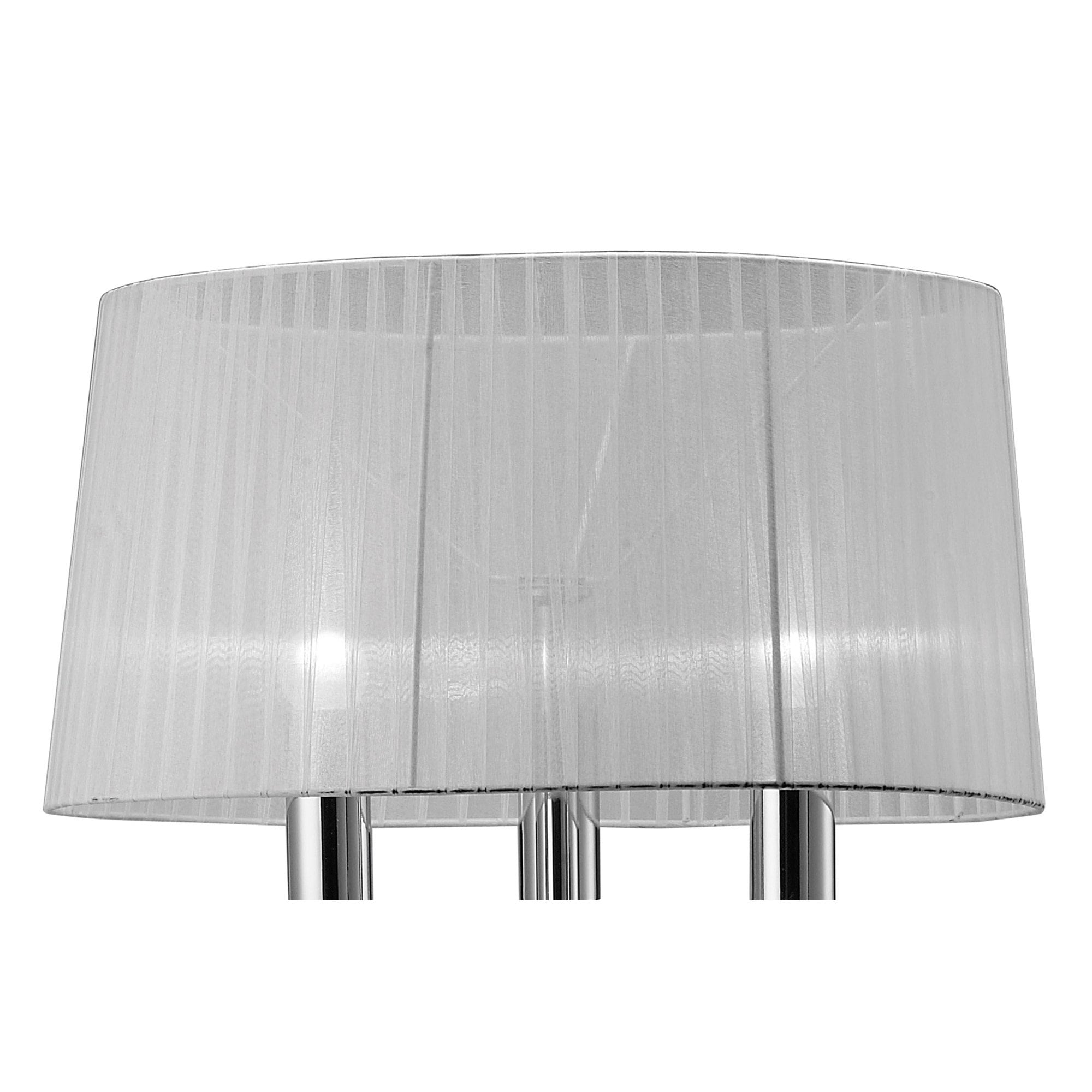 M3869 Tiffany Floor Lamp 3+3 Light E27+G9 Polished Chrome White Shade & Clear Crystal