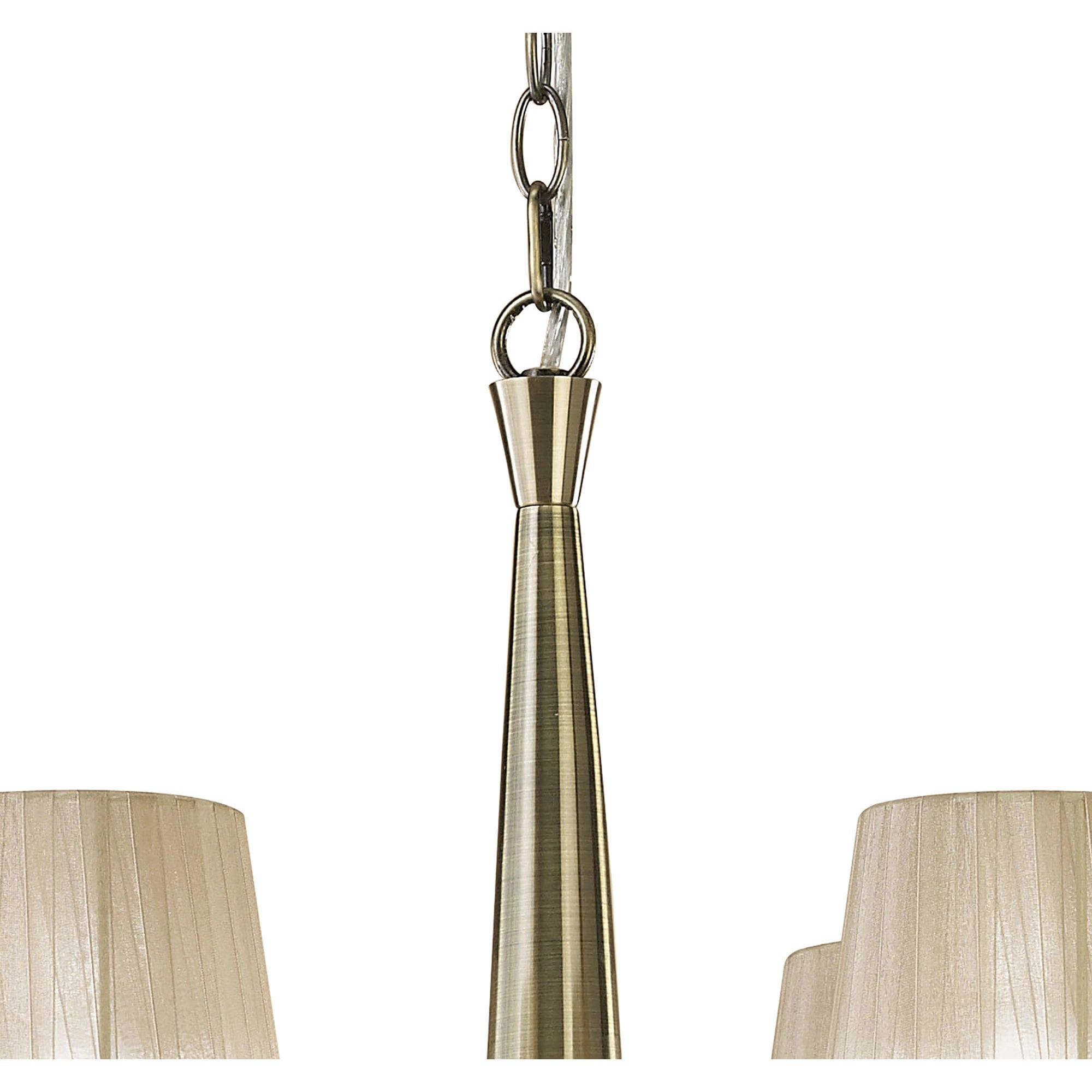 M3870 Tiffany Pendant 2 Tier 12+12 Light E14+G9 Antique Brass Soft Bronze Shades & Clear Crystal
