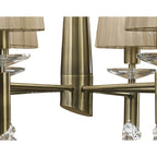 M3870 Tiffany Pendant 2 Tier 12+12 Light E14+G9 Antique Brass Soft Bronze Shades & Clear Crystal