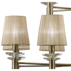 M3870 Tiffany Pendant 2 Tier 12+12 Light E14+G9 Antique Brass Soft Bronze Shades & Clear Crystal