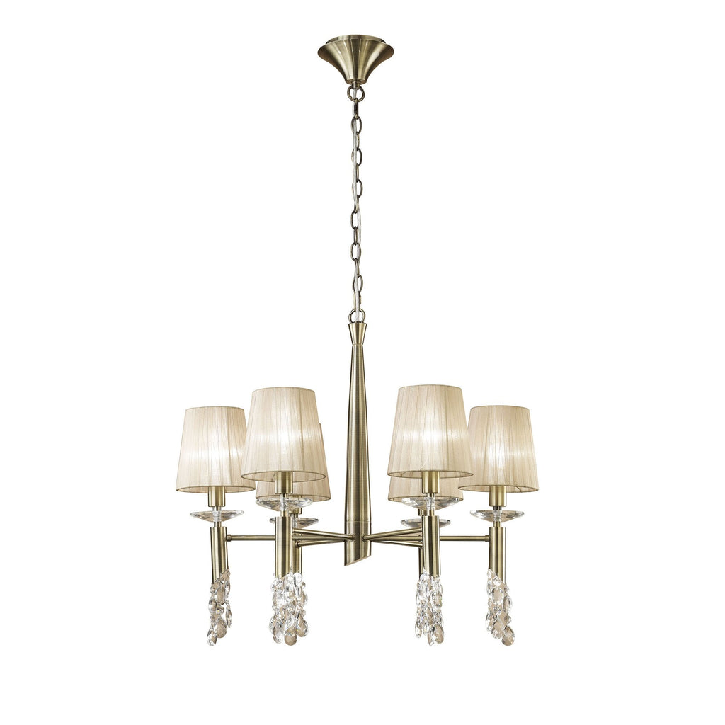 M3871 Tiffany Pendant 6+6 Light E14+G9 Antique Brass Soft Bronze Shades & Clear Crystal
