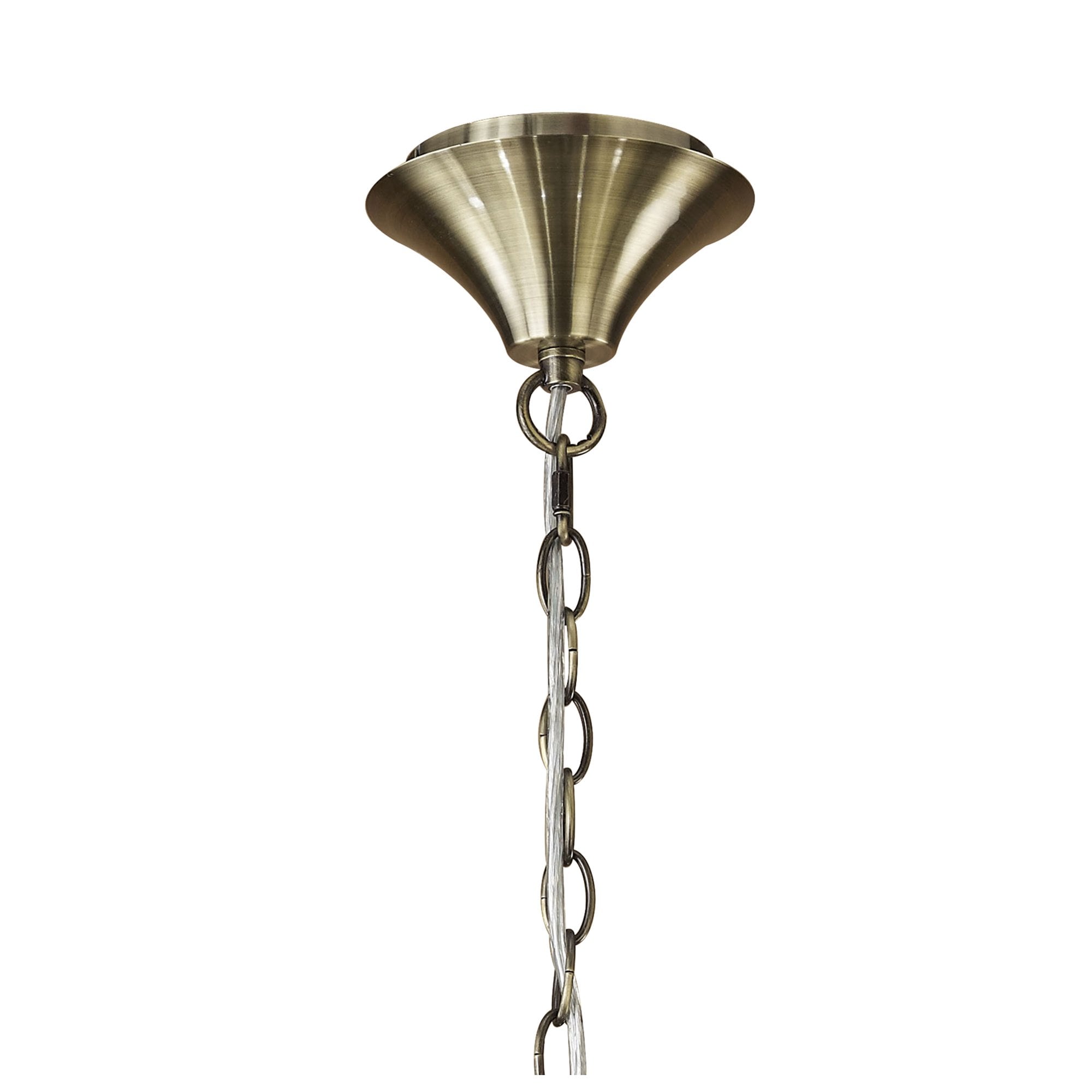 M3871 Tiffany Pendant 6+6 Light E14+G9 Antique Brass Soft Bronze Shades & Clear Crystal