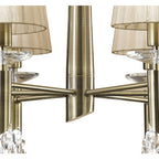 M3871 Tiffany Pendant 6+6 Light E14+G9 Antique Brass Soft Bronze Shades & Clear Crystal