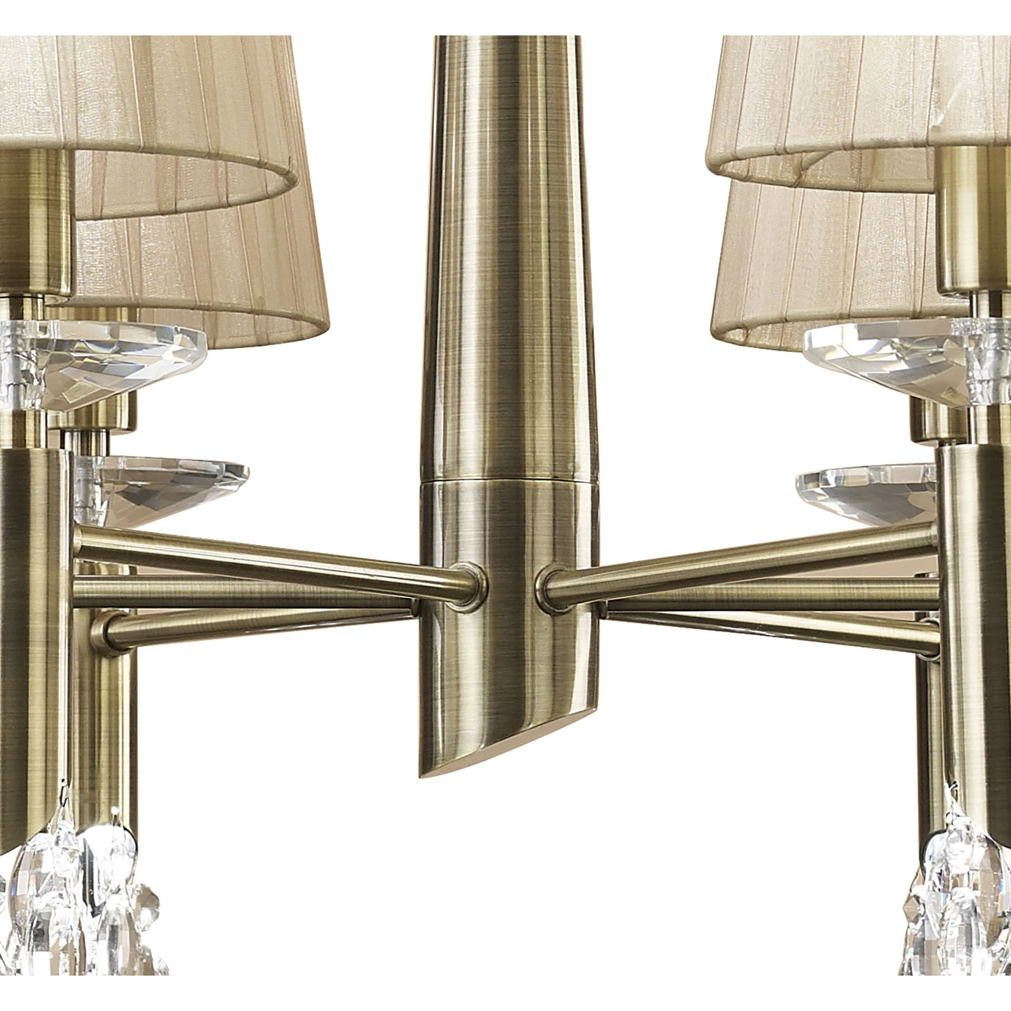 M3871 Tiffany Pendant 6+6 Light E14+G9 Antique Brass Soft Bronze Shades & Clear Crystal