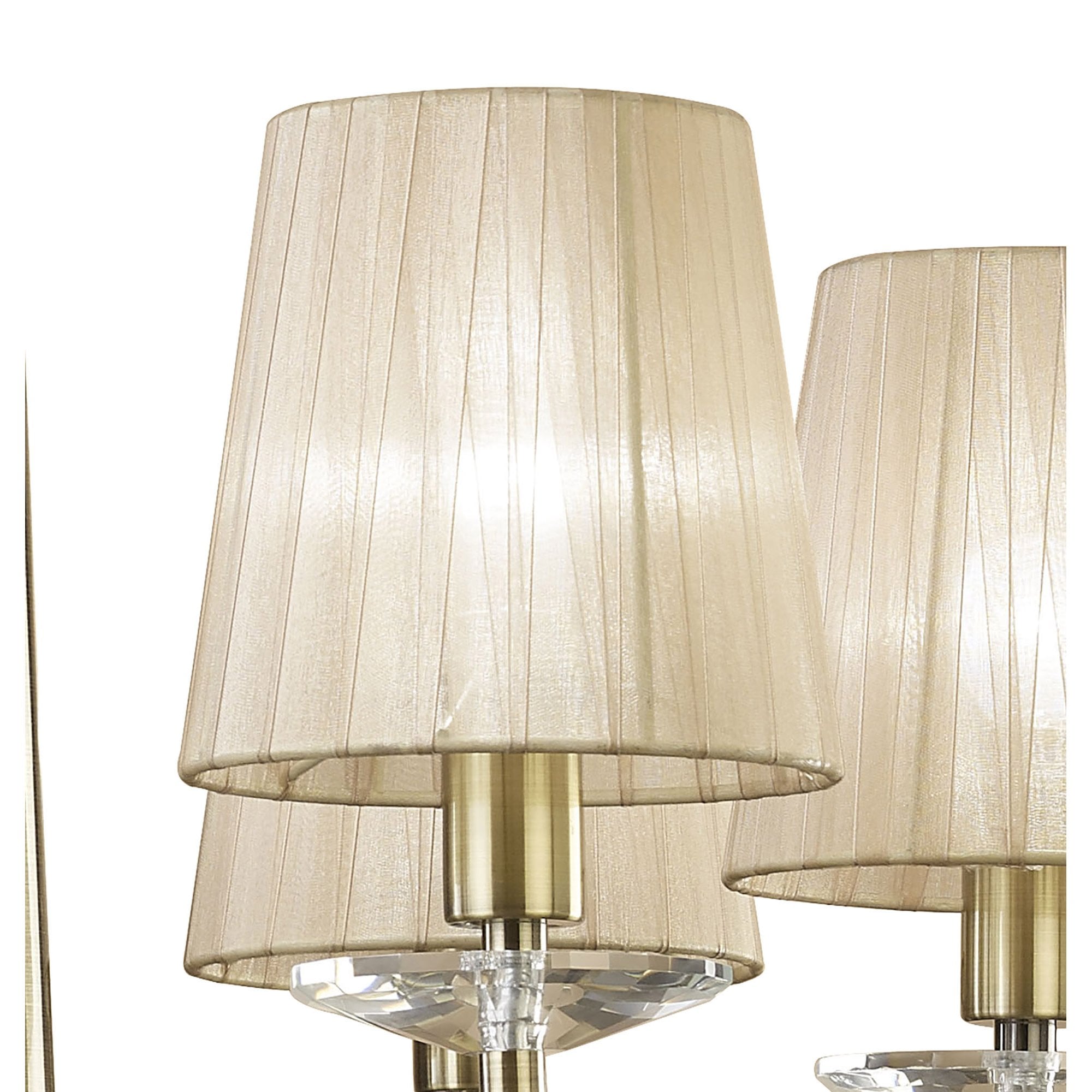 M3871 Tiffany Pendant 6+6 Light E14+G9 Antique Brass Soft Bronze Shades & Clear Crystal