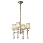 M3872 Tiffany Pendant 4+4 Light E14+G9 Antique Brass Soft Bronze Shades & Clear Crystal