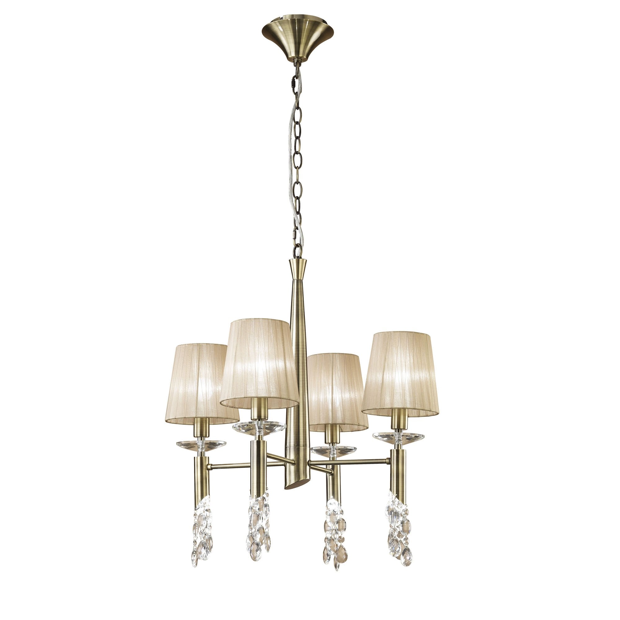 M3872 Tiffany Pendant 4+4 Light E14+G9 Antique Brass Soft Bronze Shades & Clear Crystal