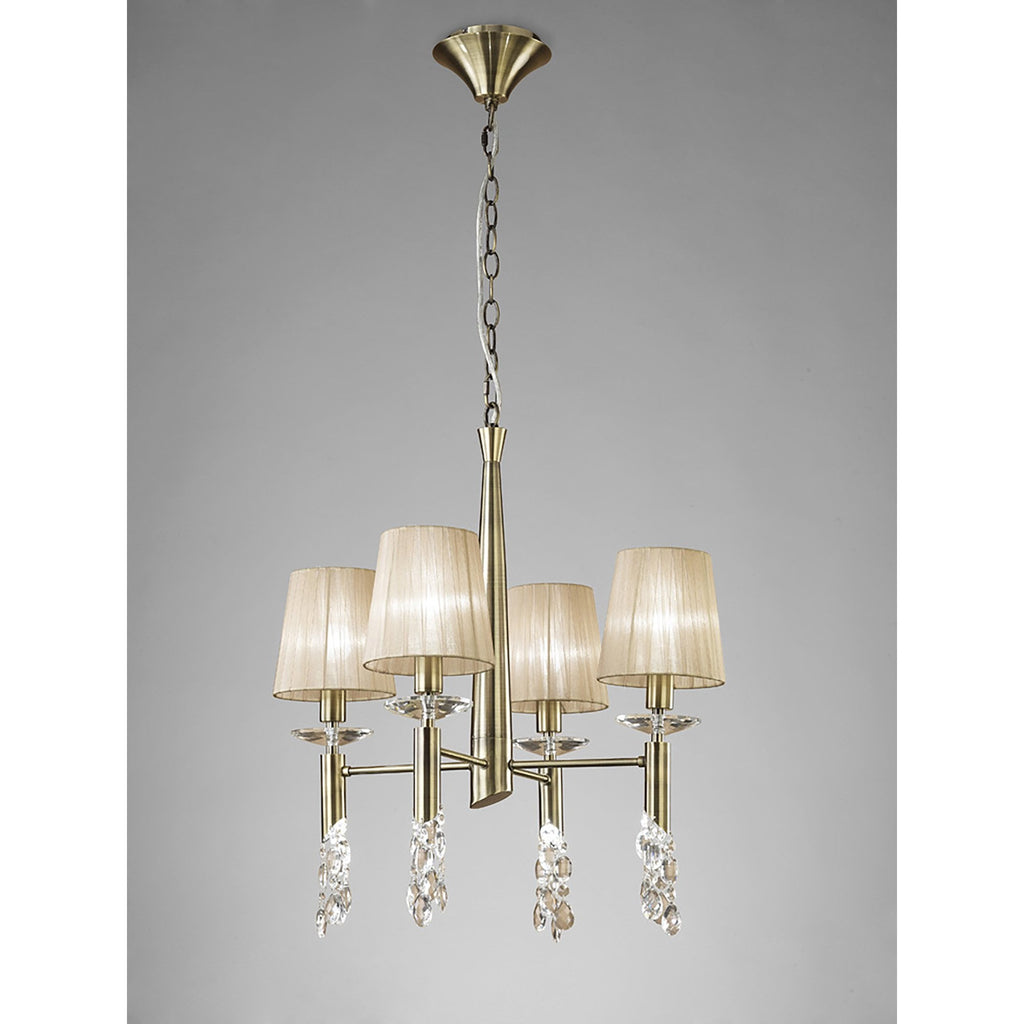 M3872 Tiffany Pendant 4+4 Light E14+G9 Antique Brass Soft Bronze Shades & Clear Crystal