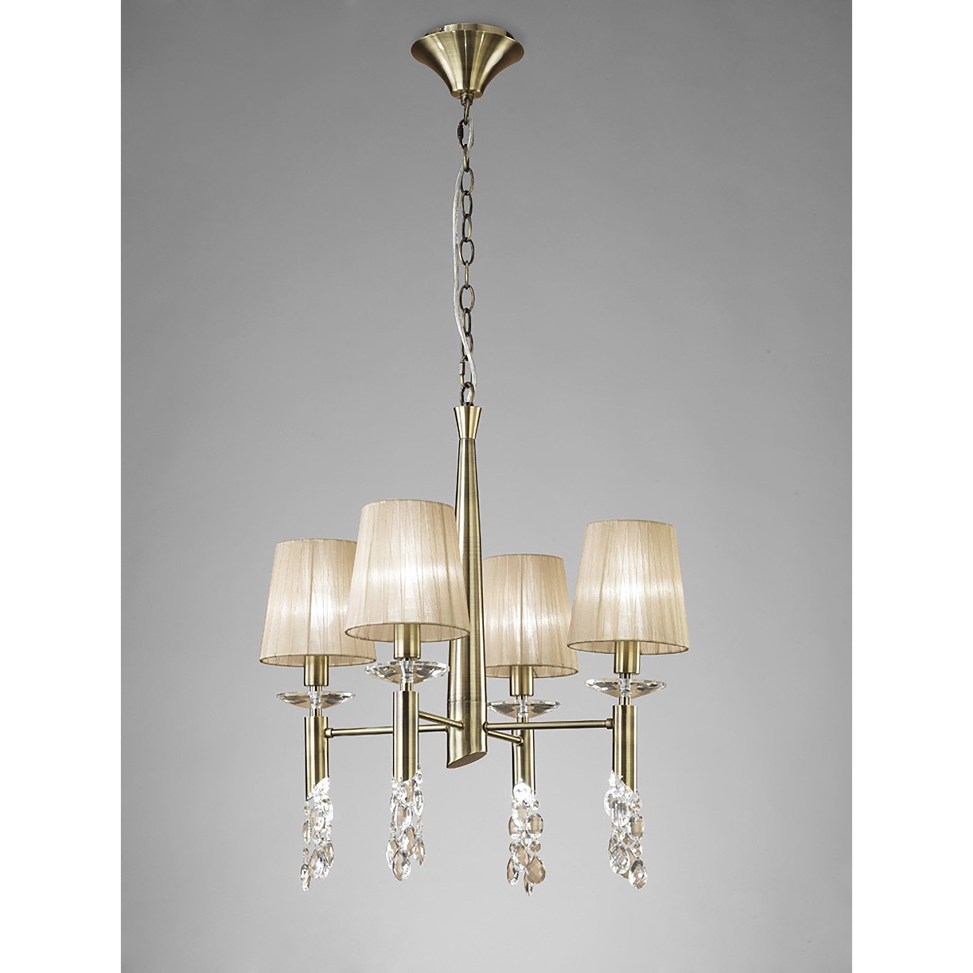 M3872 Tiffany Pendant 4+4 Light E14+G9 Antique Brass Soft Bronze Shades & Clear Crystal