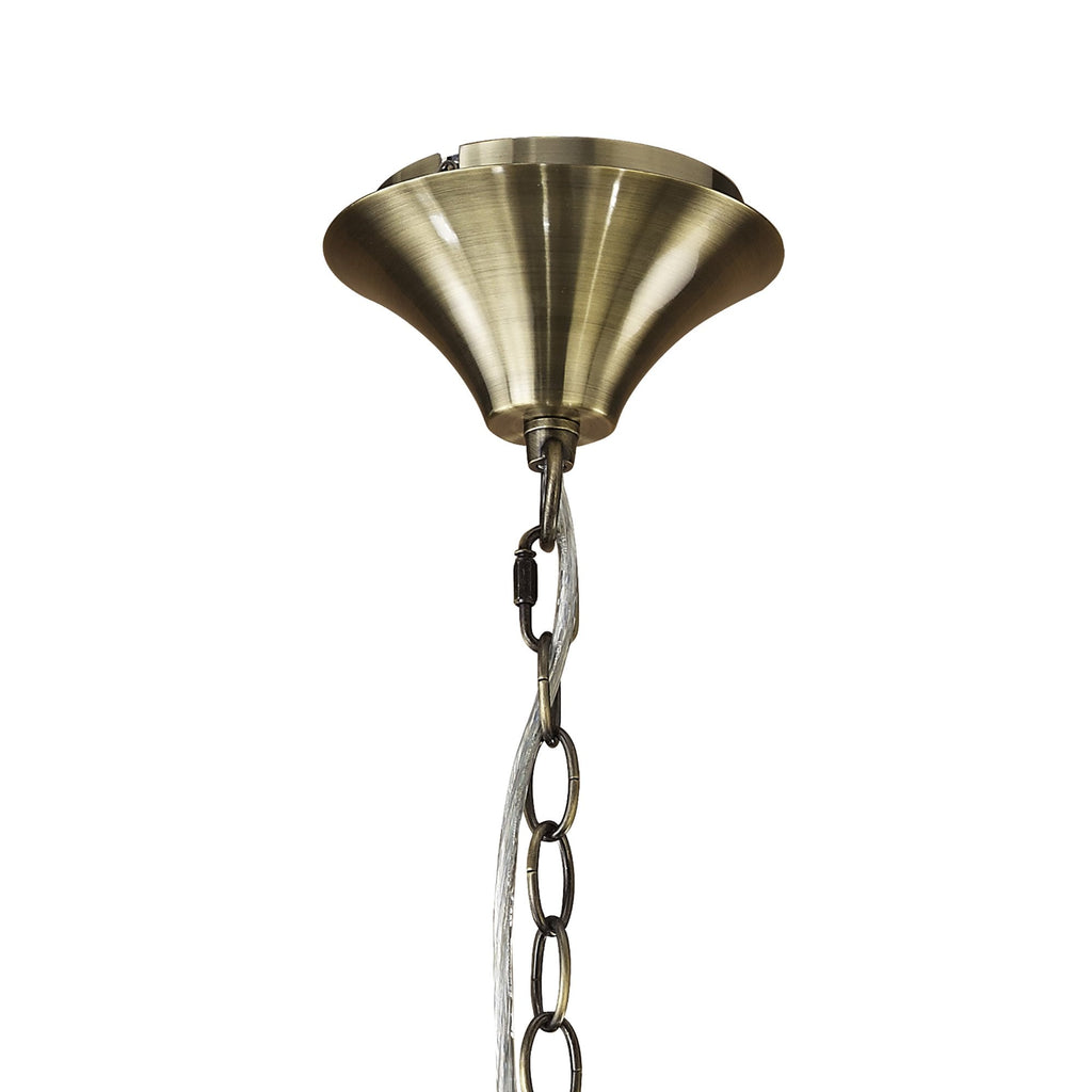 M3872 Tiffany Pendant 4+4 Light E14+G9 Antique Brass Soft Bronze Shades & Clear Crystal