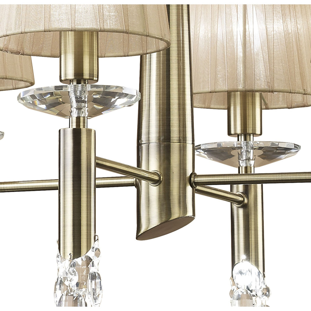 M3872 Tiffany Pendant 4+4 Light E14+G9 Antique Brass Soft Bronze Shades & Clear Crystal