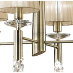 M3872 Tiffany Pendant 4+4 Light E14+G9 Antique Brass Soft Bronze Shades & Clear Crystal