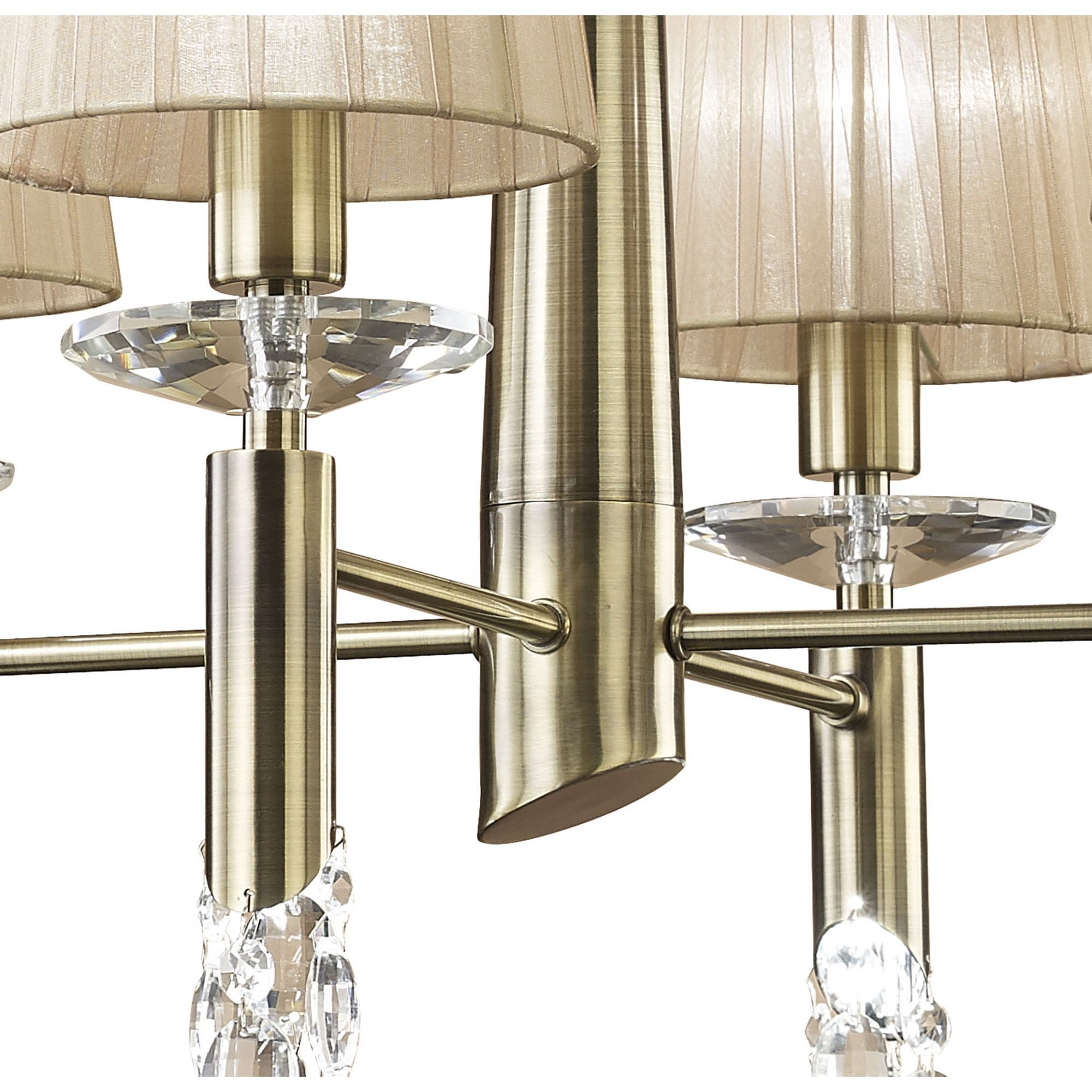 M3872 Tiffany Pendant 4+4 Light E14+G9 Antique Brass Soft Bronze Shades & Clear Crystal