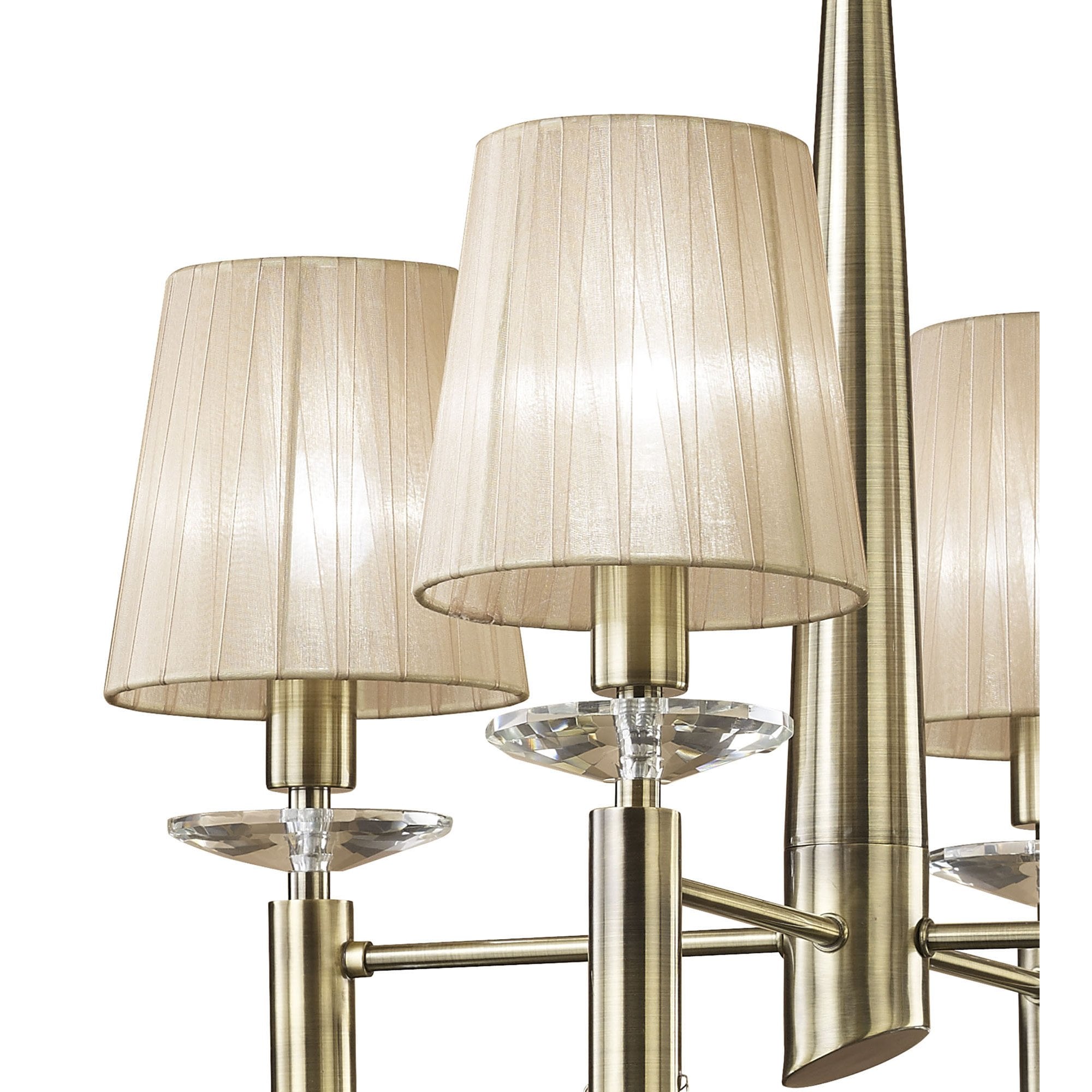 M3872 Tiffany Pendant 4+4 Light E14+G9 Antique Brass Soft Bronze Shades & Clear Crystal