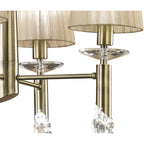 M3872 Tiffany Pendant 4+4 Light E14+G9 Antique Brass Soft Bronze Shades & Clear Crystal