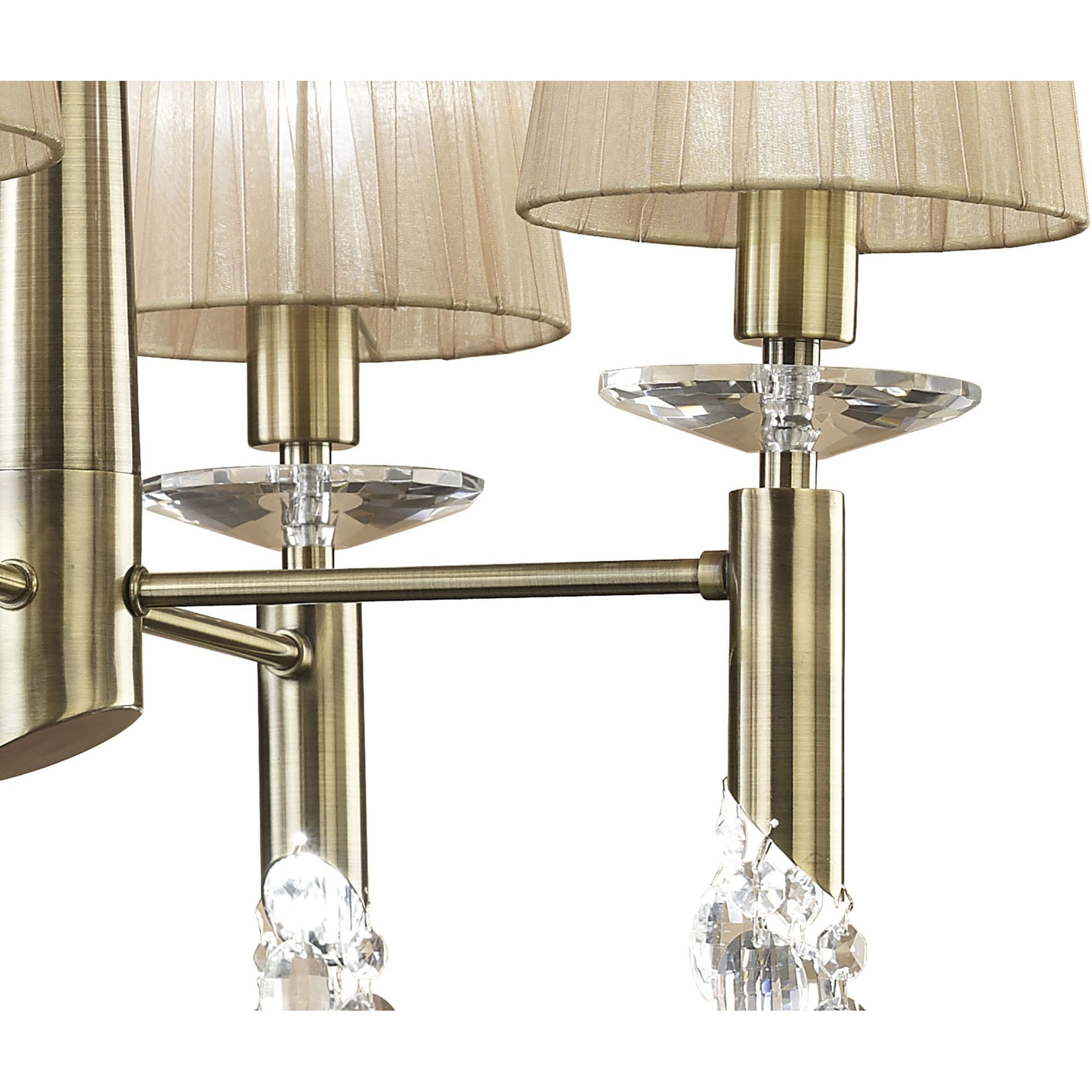 M3872 Tiffany Pendant 4+4 Light E14+G9 Antique Brass Soft Bronze Shades & Clear Crystal