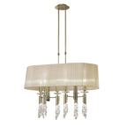 M3873 Tiffany Pendant 6+6 Light E27+G9 Oval Antique Brass Soft Bronze Shade & Clear Crystal