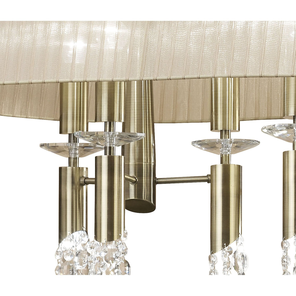M3873 Tiffany Pendant 6+6 Light E27+G9 Oval Antique Brass Soft Bronze Shade & Clear Crystal