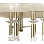 M3873 Tiffany Pendant 6+6 Light E27+G9 Oval Antique Brass Soft Bronze Shade & Clear Crystal