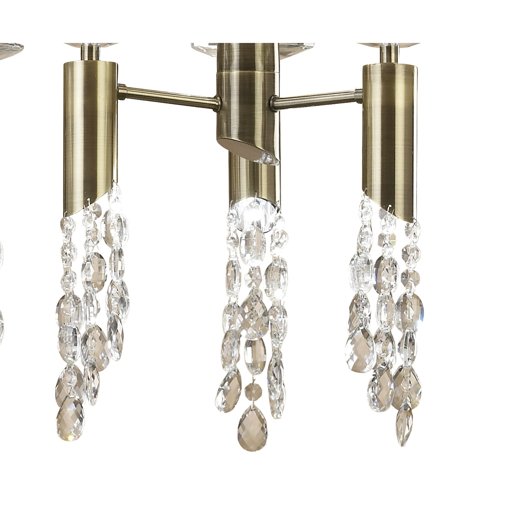 M3873 Tiffany Pendant 6+6 Light E27+G9 Oval Antique Brass Soft Bronze Shade & Clear Crystal