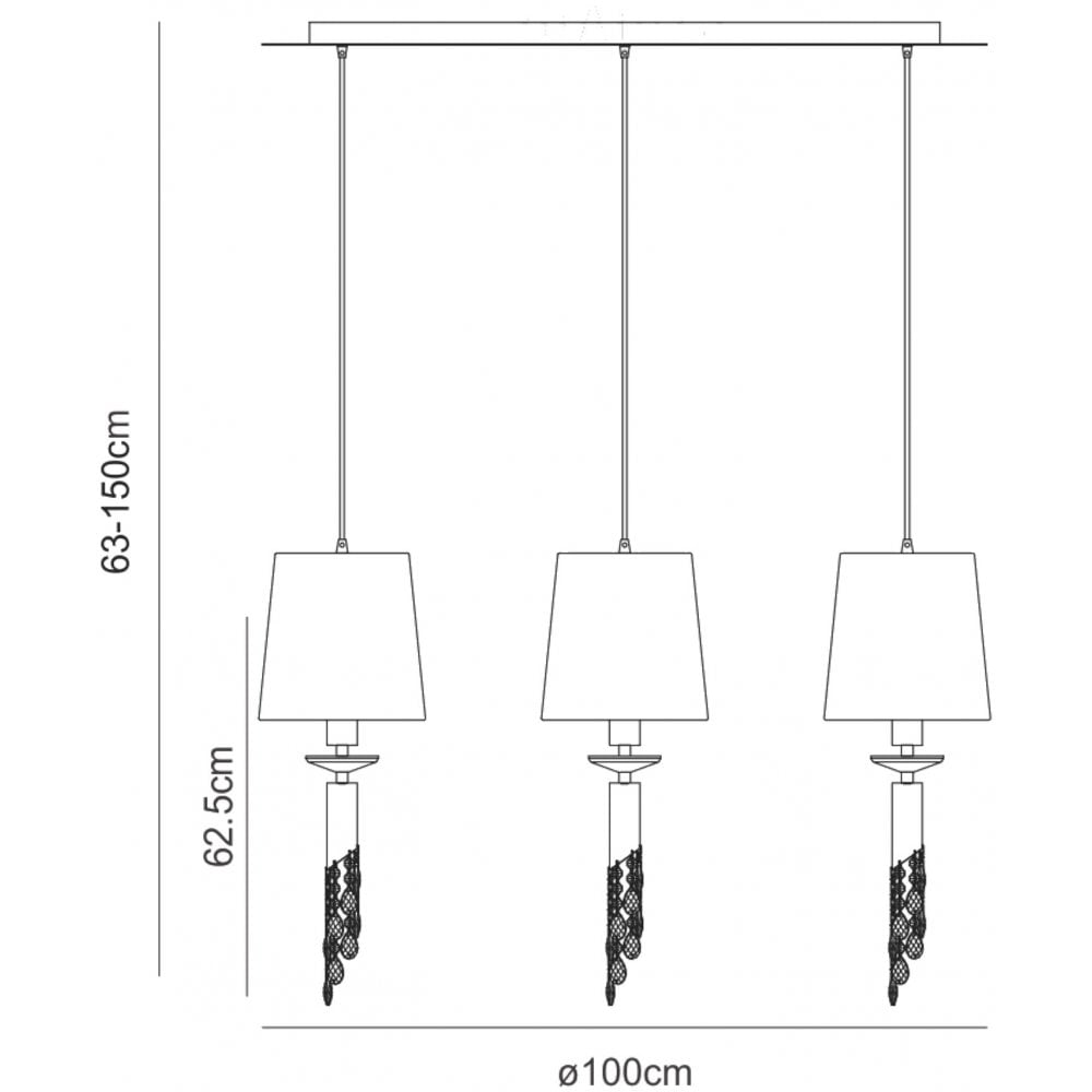 M3875 Tiffany Linear Pendant 3+3 Light E27+G9 Line Antique Brass Soft Bronze Shades & Clear Crystal