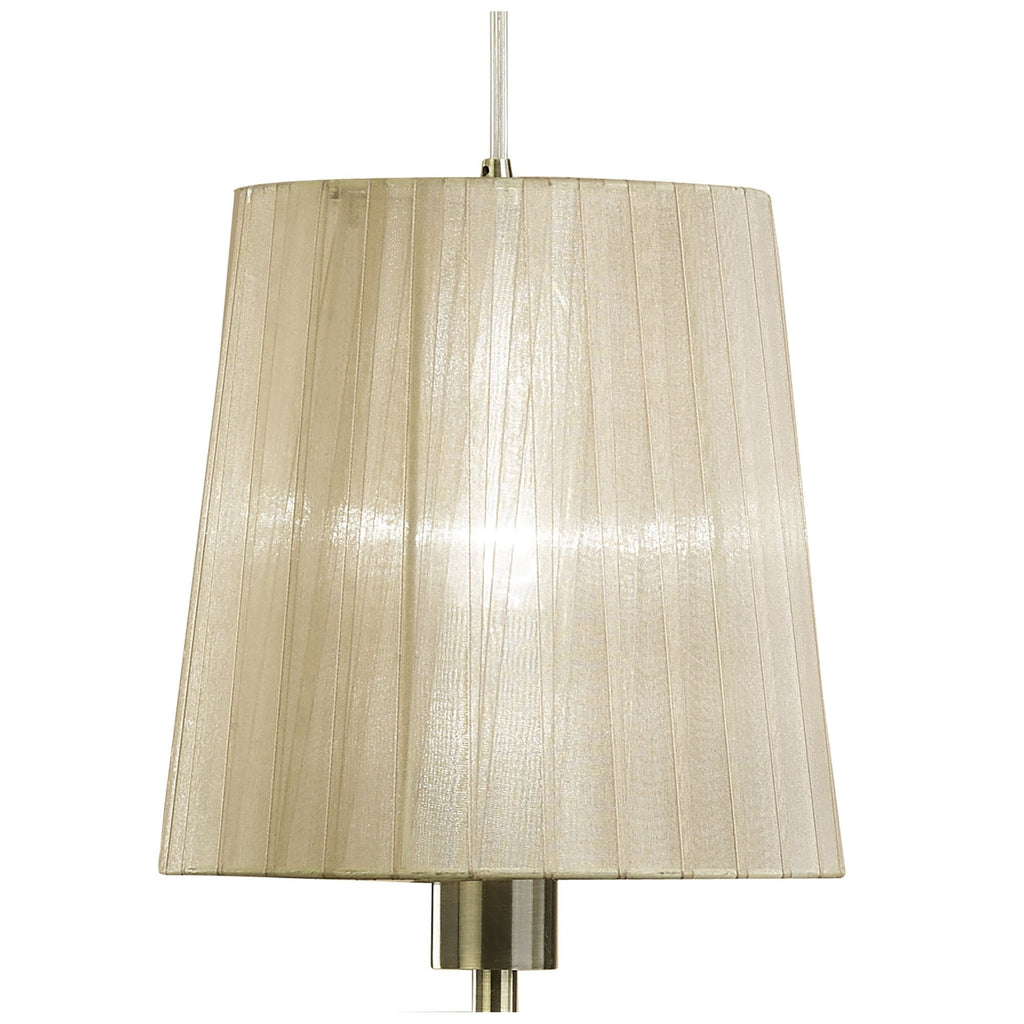M3875 Tiffany Linear Pendant 3+3 Light E27+G9 Line Antique Brass Soft Bronze Shades & Clear Crystal