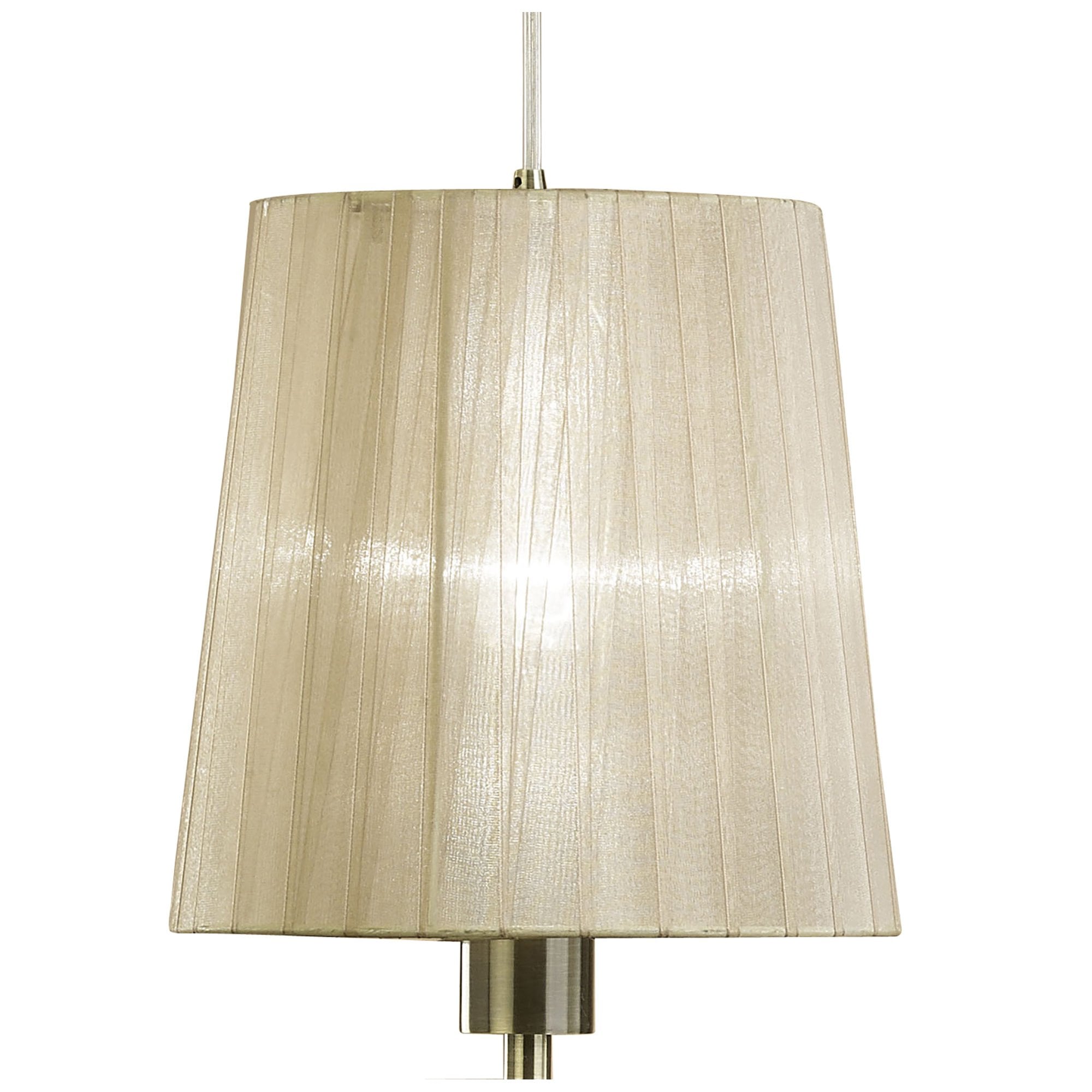 M3875 Tiffany Linear Pendant 3+3 Light E27+G9 Line Antique Brass Soft Bronze Shades & Clear Crystal