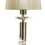 M3875 Tiffany Linear Pendant 3+3 Light E27+G9 Line Antique Brass Soft Bronze Shades & Clear Crystal