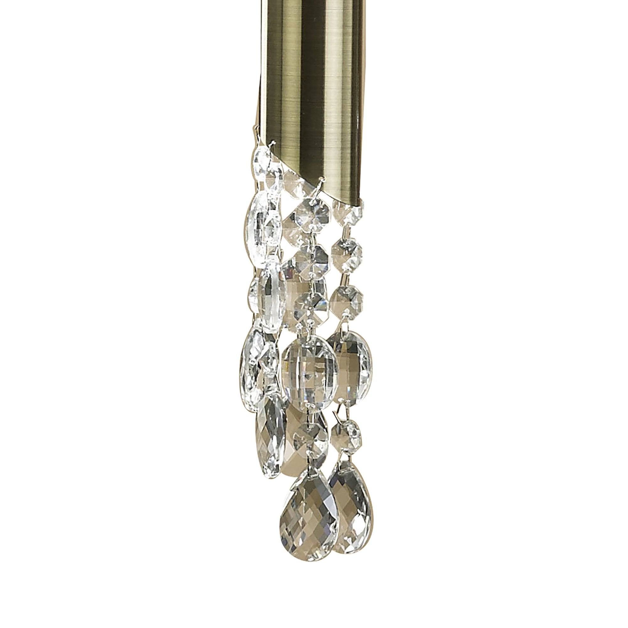 M3875 Tiffany Linear Pendant 3+3 Light E27+G9 Line Antique Brass Soft Bronze Shades & Clear Crystal