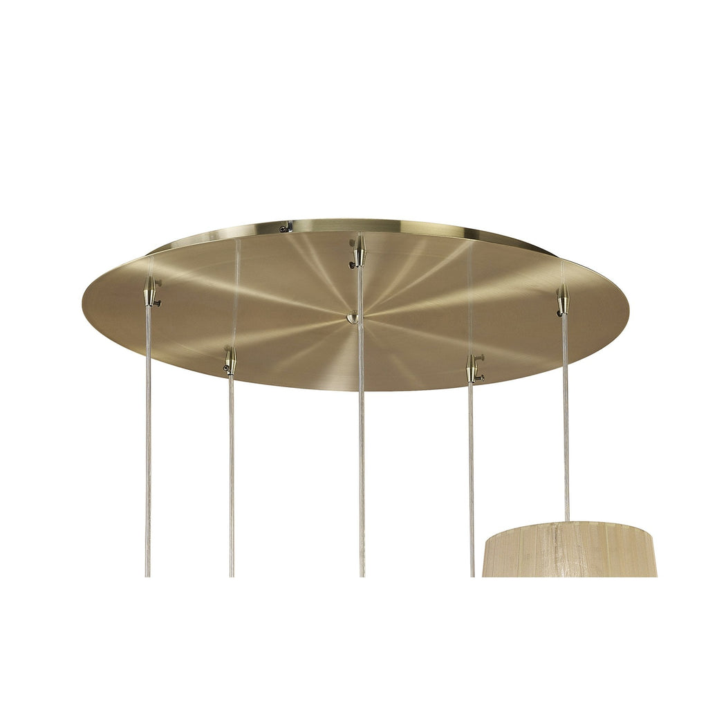 M3877 Tiffany Pendant 5+5 Light E27+G9 Spiral Antique Brass Soft Bronze Shades & Clear Crystal