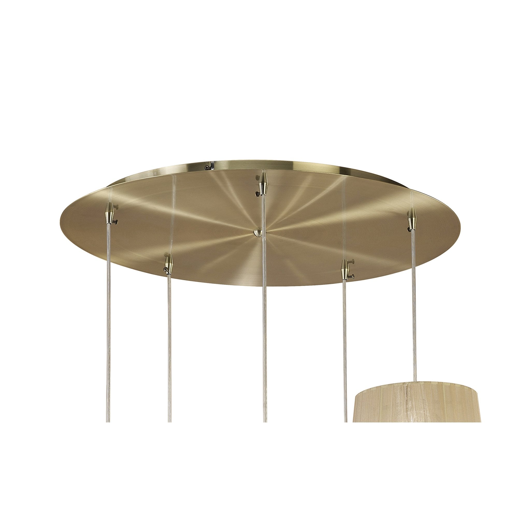 M3877 Tiffany Pendant 5+5 Light E27+G9 Spiral Antique Brass Soft Bronze Shades & Clear Crystal