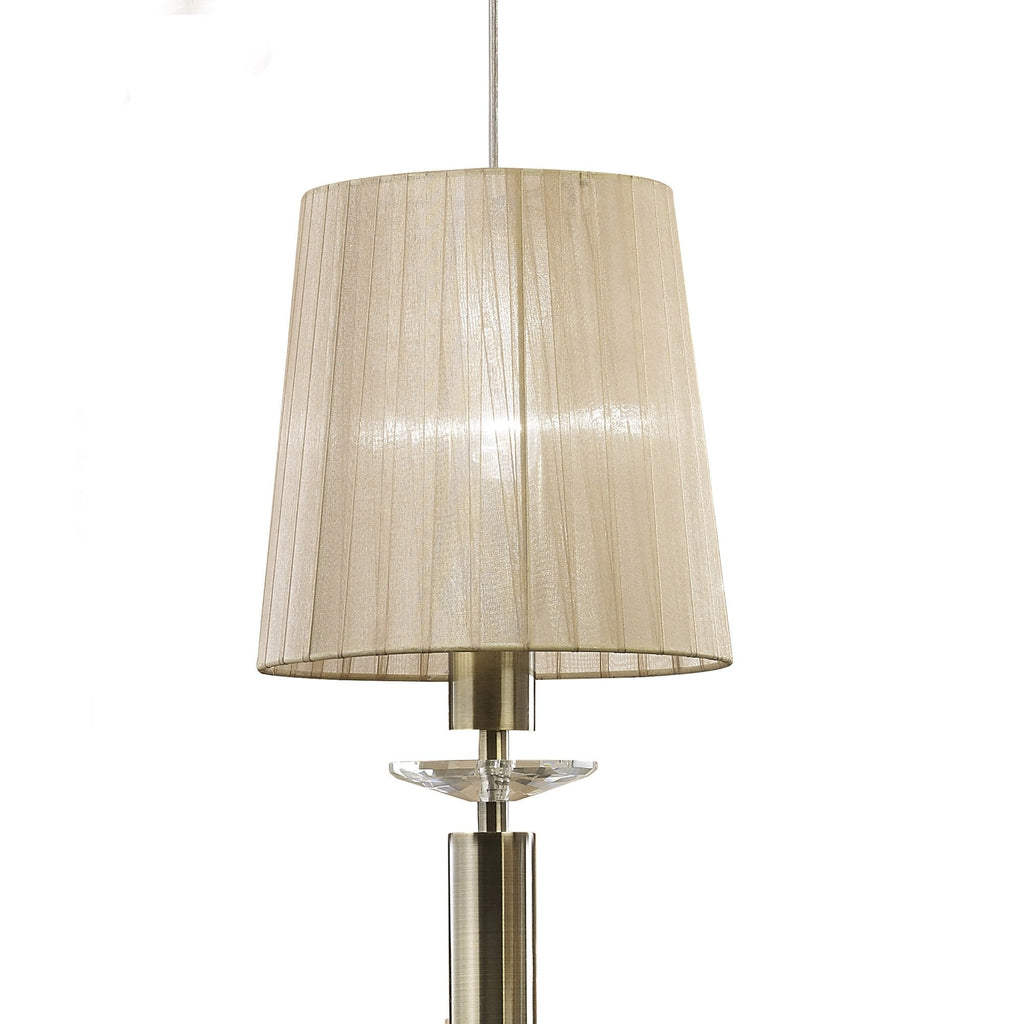 M3877 Tiffany Pendant 5+5 Light E27+G9 Spiral Antique Brass Soft Bronze Shades & Clear Crystal