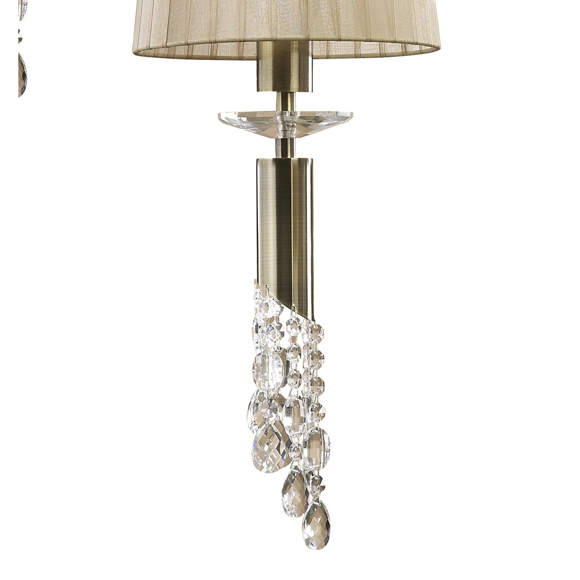 M3877 Tiffany Pendant 5+5 Light E27+G9 Spiral Antique Brass Soft Bronze Shades & Clear Crystal