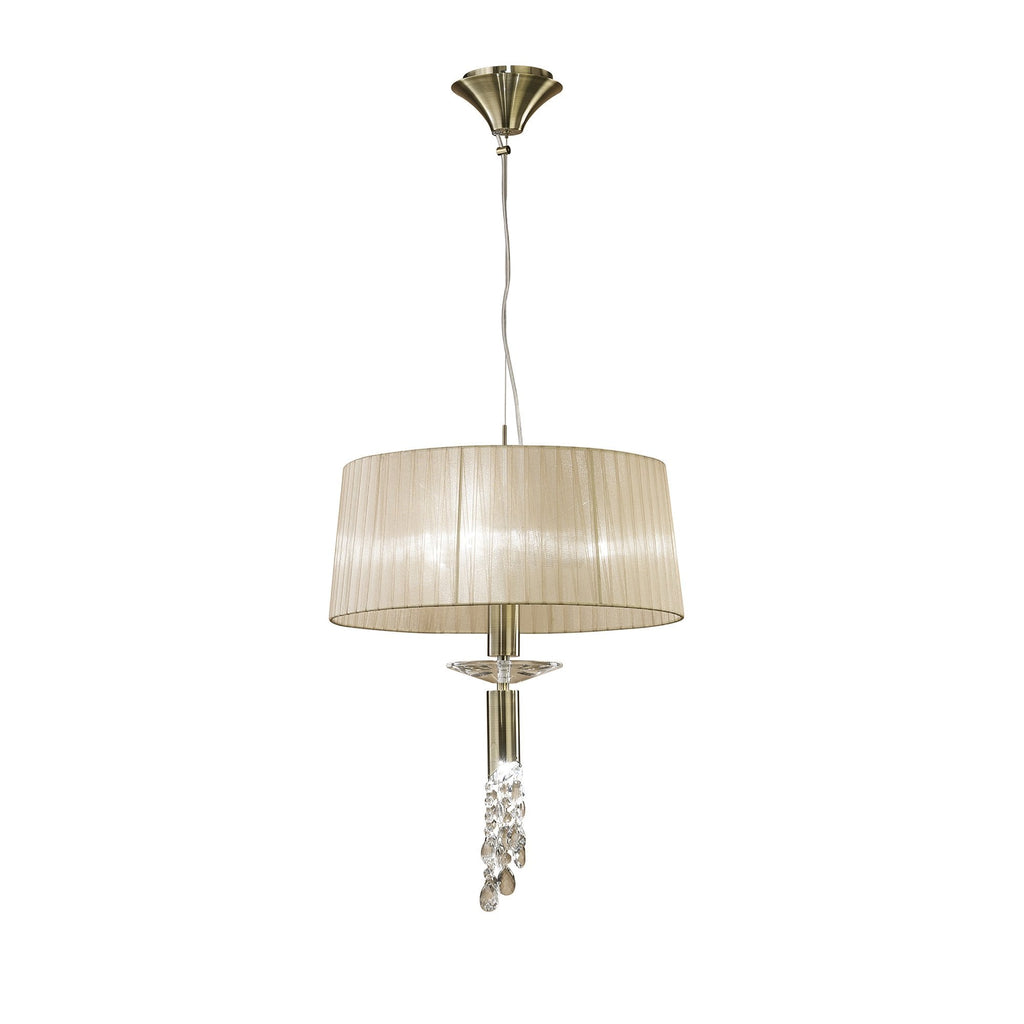 M3878 Tiffany Pendant 3+1 Light E27+G9 Antique Brass Soft Bronze Shade & Clear Crystal