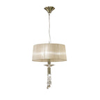 M3878 Tiffany Pendant 3+1 Light E27+G9 Antique Brass Soft Bronze Shade & Clear Crystal
