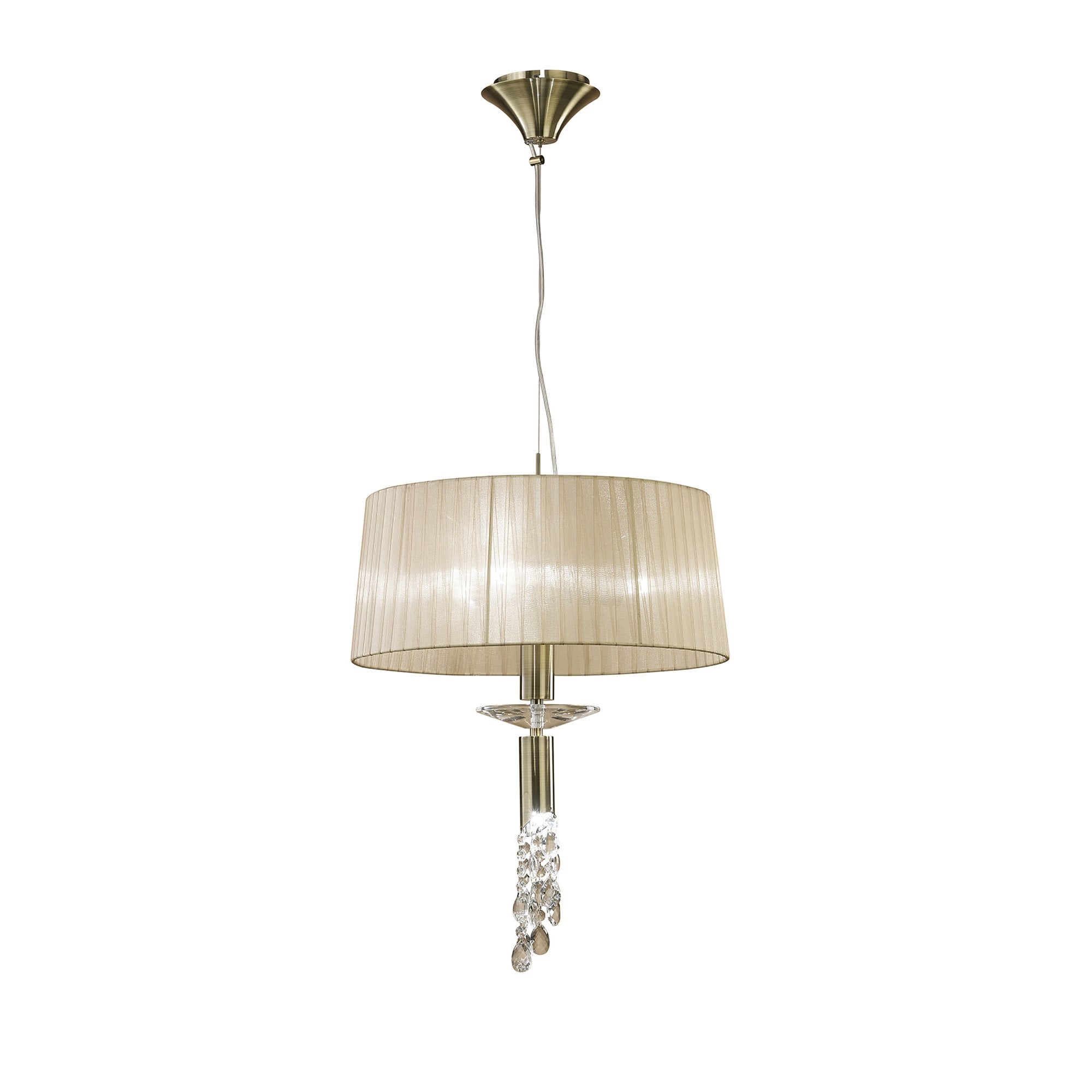 M3878 Tiffany Pendant 3+1 Light E27+G9 Antique Brass Soft Bronze Shade & Clear Crystal