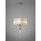 M3878 Tiffany Pendant 3+1 Light E27+G9 Antique Brass Soft Bronze Shade & Clear Crystal